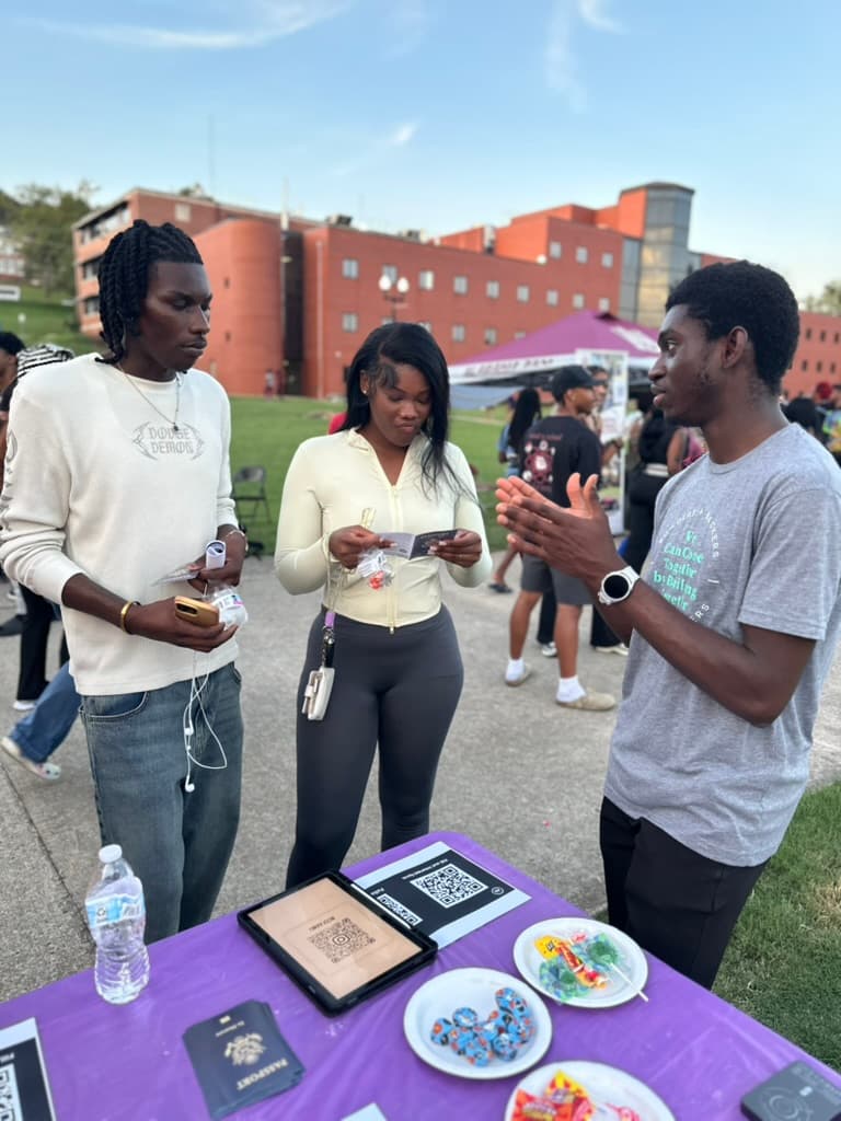 CCF representative sharing fellowship information at Alabama A&M